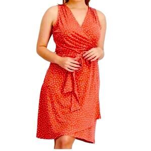 41 Hawthorn Polka Dot Faux Wrap Dress 1X Pink Midi